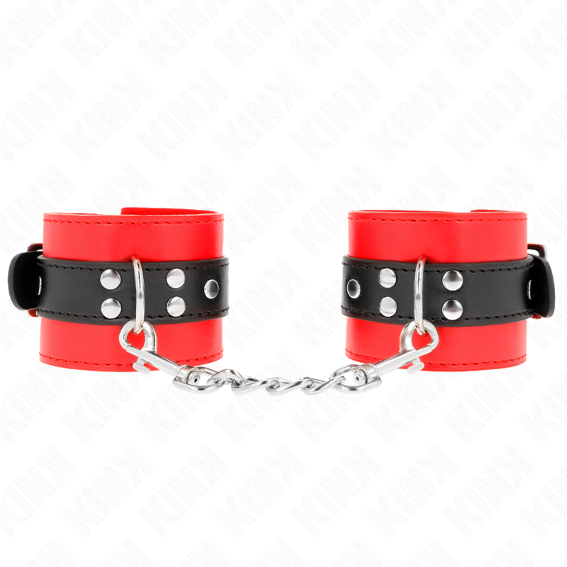Kink - Appui-Poignets Rouge Avec Ceinture Noire Réglable 17-28 Cm X 6 Cm